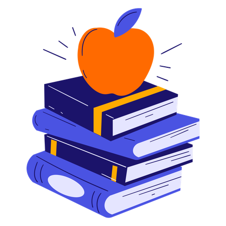 Maçã em livros  Ilustração