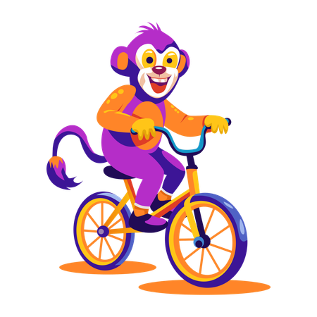 Macaco andando de bicicleta  Ilustração