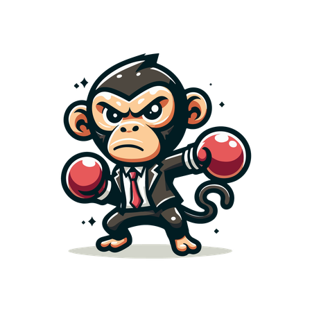 Macaco praticando boxe  Ilustração