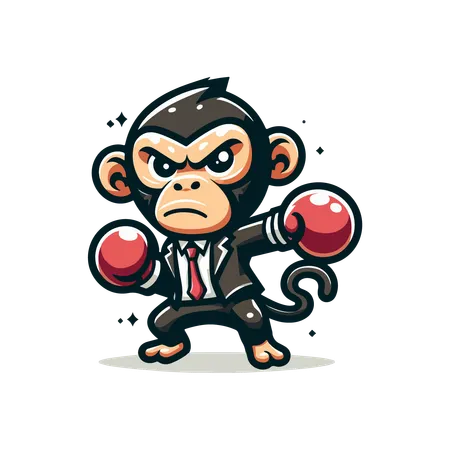 Macaco praticando boxe  Ilustração