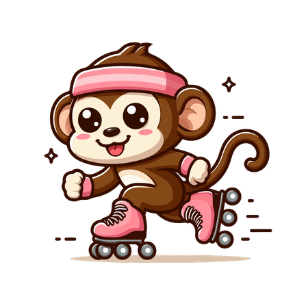 Macaco brincando de patinação  Ilustração