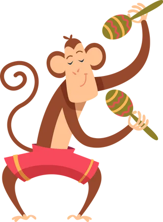 Macaco tocando instrumento musical  Ilustração