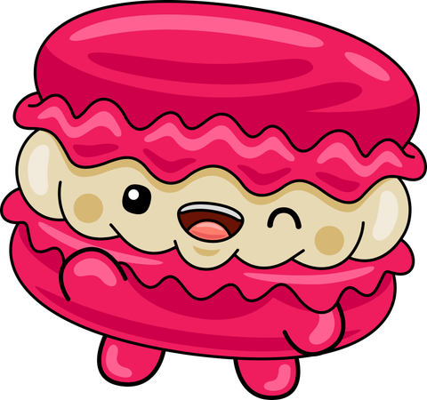 Mascotte de macaron avec un oeil clignotant  Illustration