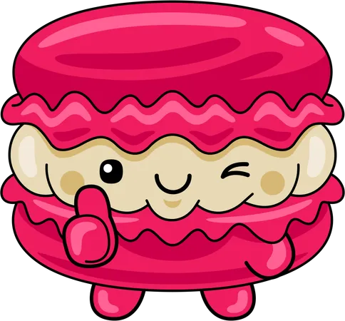 Mascotte de macaron montrant les pouces vers le haut  Illustration