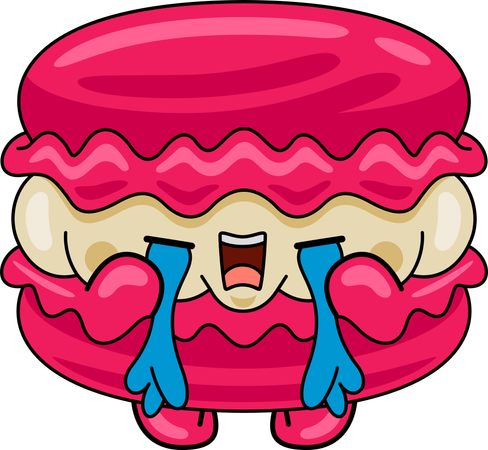 Mascotte de macaron qui pleure  Illustration