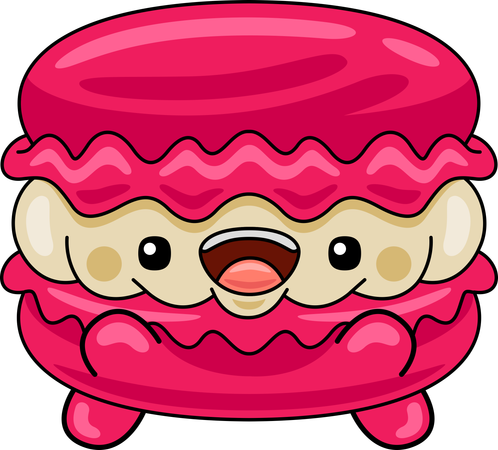 Mascotte de macaron en train de rire  Illustration