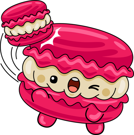 Macaroon Mascot hit by Macaroon  Illustration