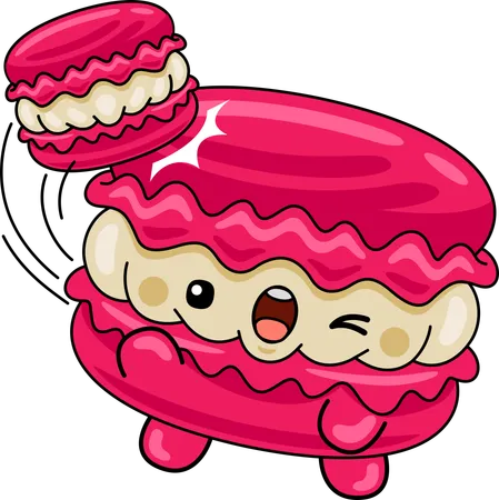 Macaroon Mascot hit by Macaroon  Illustration