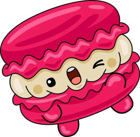 Macaroon Mascot jumping  Illustration