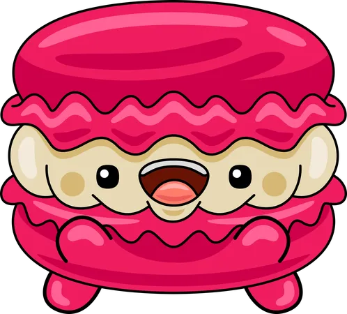 Mascote macaron rindo  Ilustração