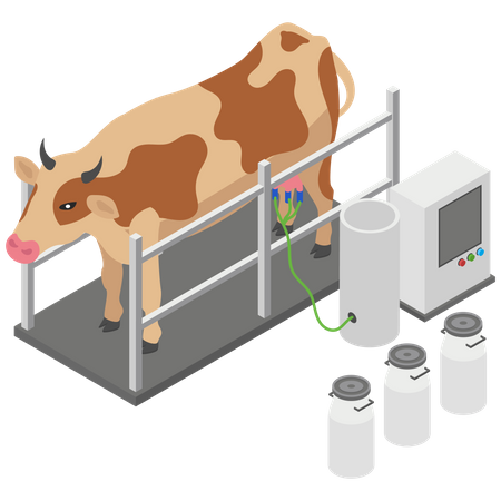 Machine à prendre le lait d'une vache  Illustration