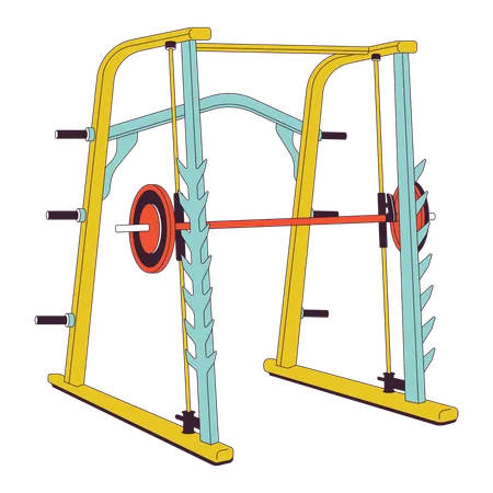 Smith Machine For Weight Training Flat Line Color Isolated Vector Object Weight Power Rack Gym Equipment Editable Clip Art Image On White Background Simple Outline Cartoon Spot Illustration Illustration