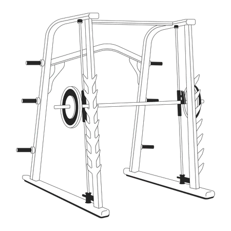 Smith Machine For Weight Training Flat Monochrome Isolated Vector Object Weight Power Rack Gym Equipment Editable Black And White Line Art Drawing Simple Outline Spot Illustration For Web Design Illustration