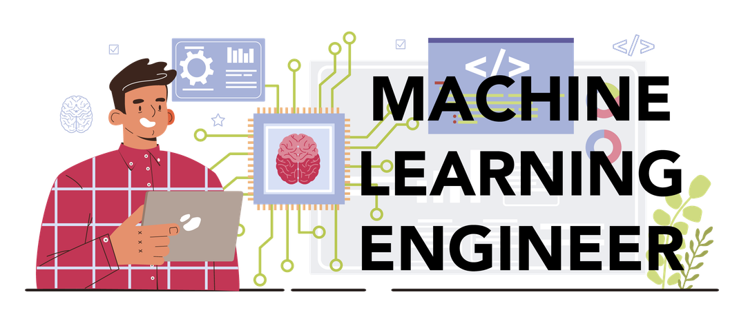 Machine learning engineer and Artificial neural network  Illustration
