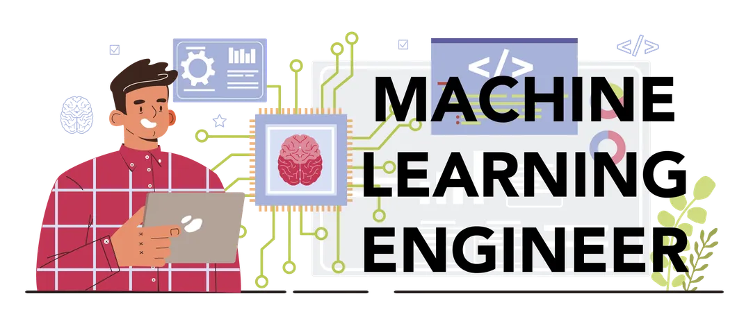 Machine learning engineer and Artificial neural network  Illustration