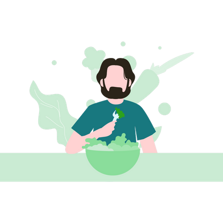 Macho comendo salada saudável  Illustration