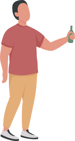 Hombre con botella de alcohol  Ilustración