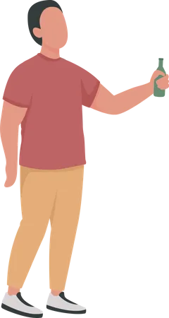 Hombre con botella de alcohol  Ilustración