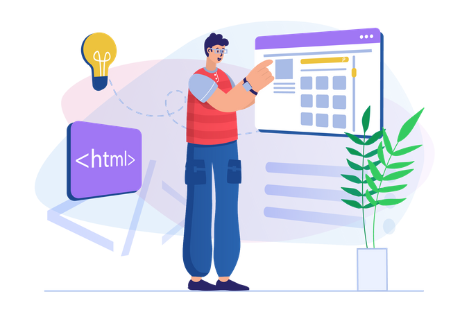 Desenvolvedor html masculino  Ilustração