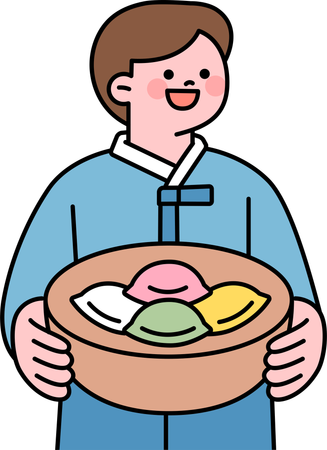 Homem segurando chuseok  Ilustração