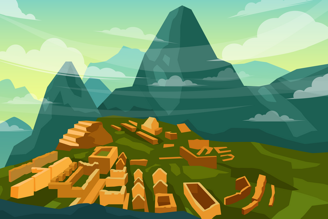 Machu Picchu in Peru  Illustration