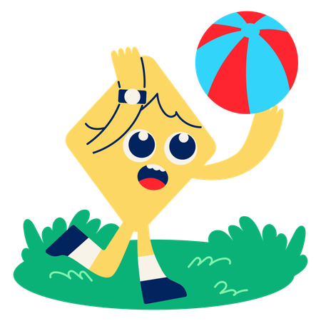 Macot playing Ball Game  Illustration