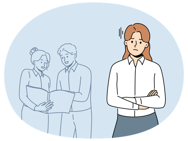 Mad female employee angry at colleagues talk  Illustration