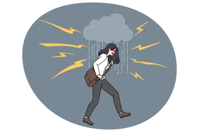 狂った女性は怒りと攻撃性を感じる  イラスト