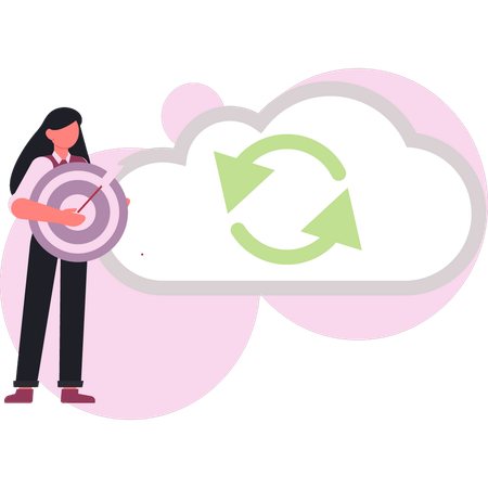 Mädchen das cloud daten beantwortet  Illustration