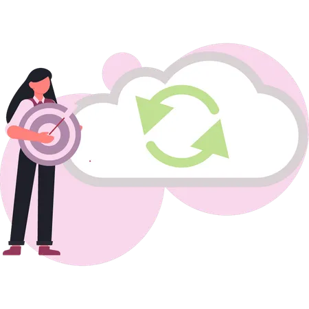 Mädchen das cloud daten beantwortet  Illustration