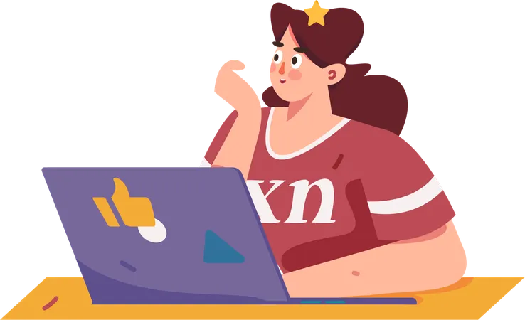 Mädchen arbeitet am Laptop  Illustration