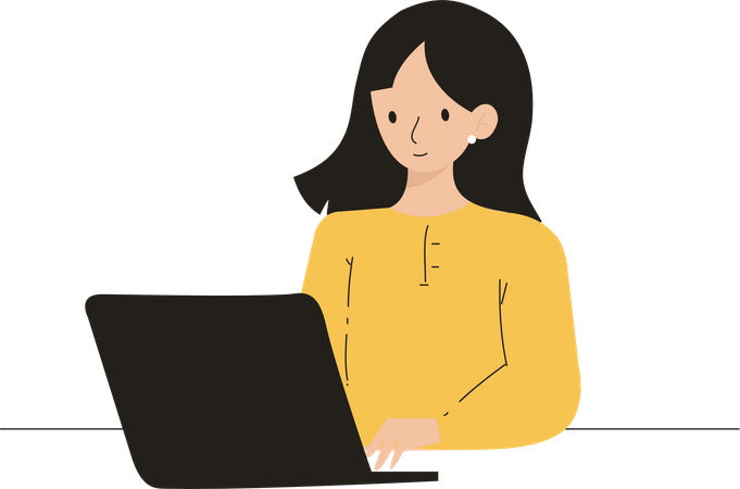 Mädchen arbeitet am Laptop  Illustration