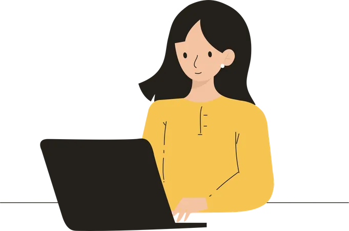 Mädchen arbeitet am Laptop  Illustration