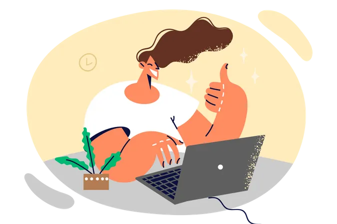 Mädchen arbeitet am Laptop  Illustration