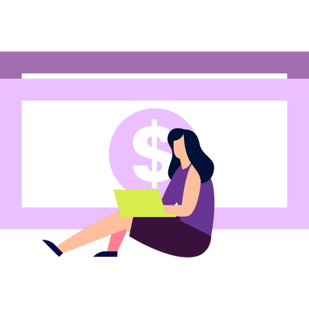 Mädchen arbeitet am Laptop  Illustration