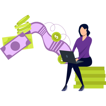Mädchen arbeitet am Laptop  Illustration