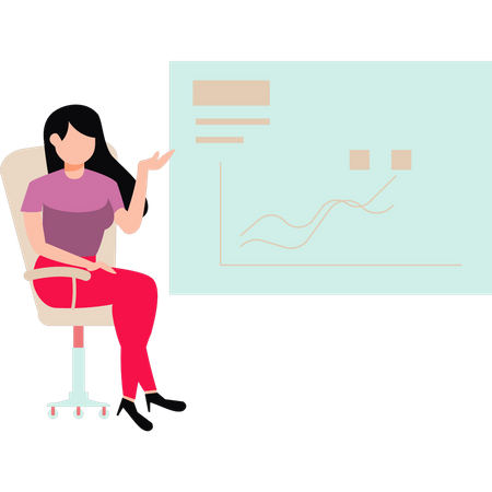 Mädchen arbeitet an Analysediagramm  Illustration