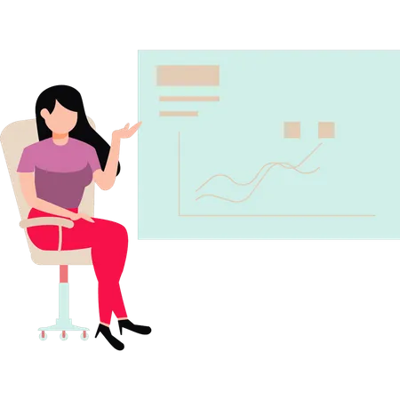 Mädchen arbeitet an Analysediagramm  Illustration