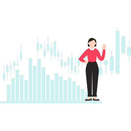 Mädchen arbeitet an analytischen Graphen  Illustration