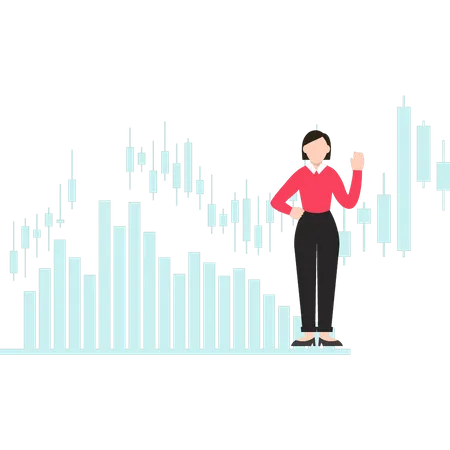 Mädchen arbeitet an analytischen Graphen  Illustration