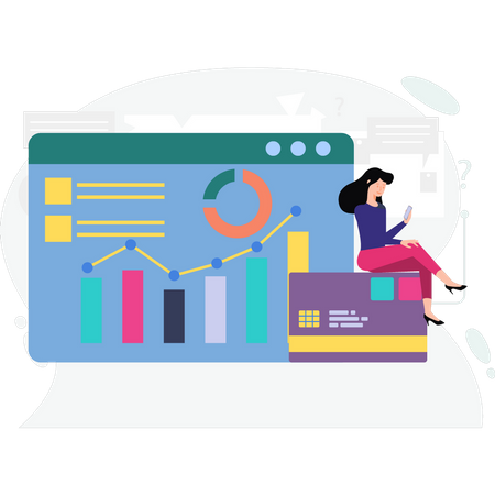 Mädchen arbeitet an Analysediagramm  Illustration