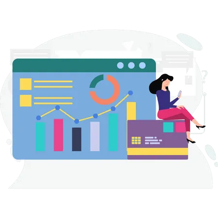 Mädchen arbeitet an Analysediagramm  Illustration