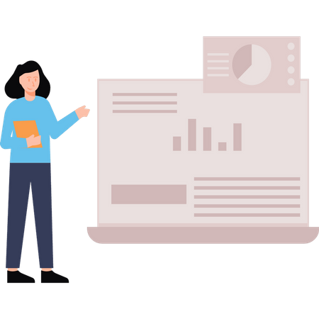 Mädchen arbeitet an einem Diagramm  Illustration