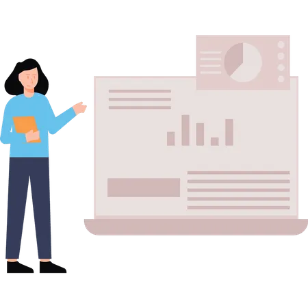 Mädchen arbeitet an einem Diagramm  Illustration