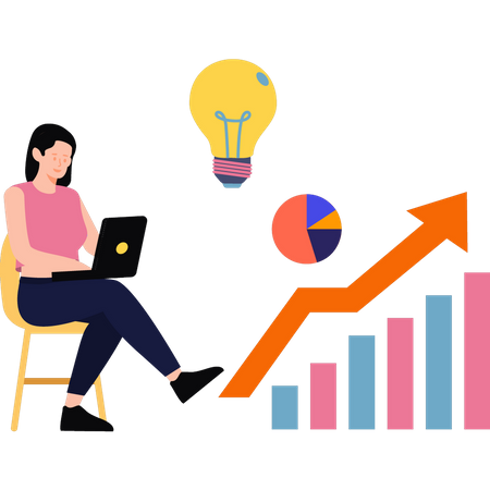 Mädchen arbeitet an Diagramm  Illustration