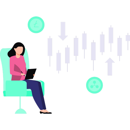 Mädchen arbeitet an ihrer Rechnung  Illustration