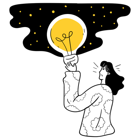 Mädchen arbeitet an kreativem Denken  Illustration