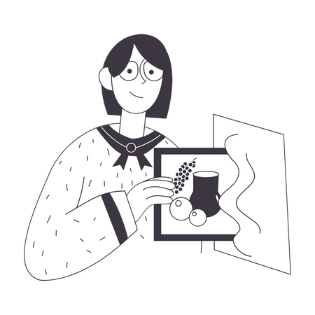 Mädchen arbeitet an NFT  Illustration