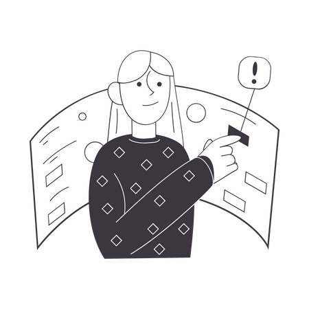 Mädchen arbeitet virtuell  Illustration