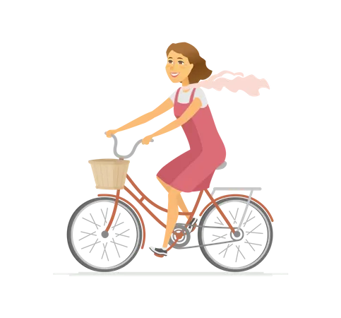 Mädchen auf dem Fahrrad  Illustration